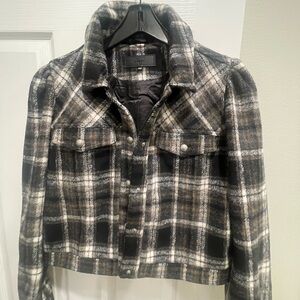 Plaid Black, Brown and Gray Women's Jacket
